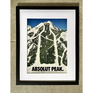 Framed 1991 ABSOLUT AD Absolut Peak Original Magazine Print